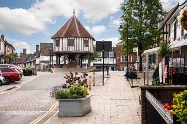 Wymondham Market Place, the historic commercial heart of the town